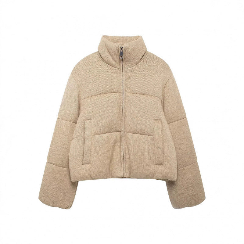 European And American Fashion Stand Collar Long Sleeve Cotton Jacket Coat