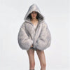 Gray Double-sided Dyed Pointed Fur Vintage Cotton-padded Jacket Coat