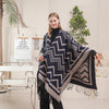 Fashionable With Side-slit Shawl Cape Herringbone Wave Scarf Shawl Suitable For Chinese