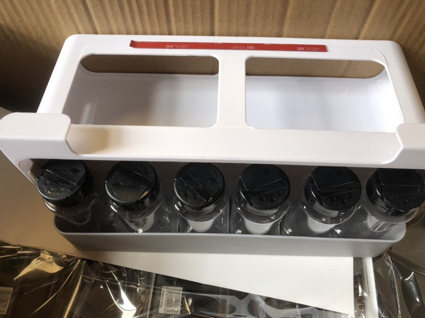 رف تخزين زجاجات التوابل، صندوق توابل، زجاجة توابل، رف تخزين معلق لبرطمان التوابل، أدوات منزلية خالية من الثقوب