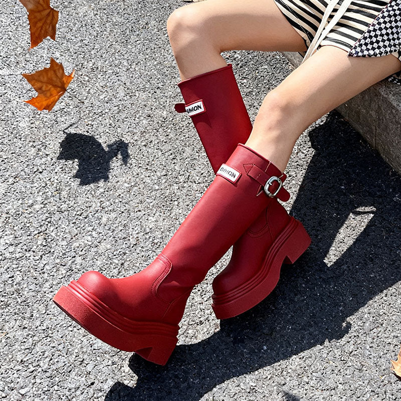 British Style All-match Slimming Thick Bottom Increased By Knight Boots