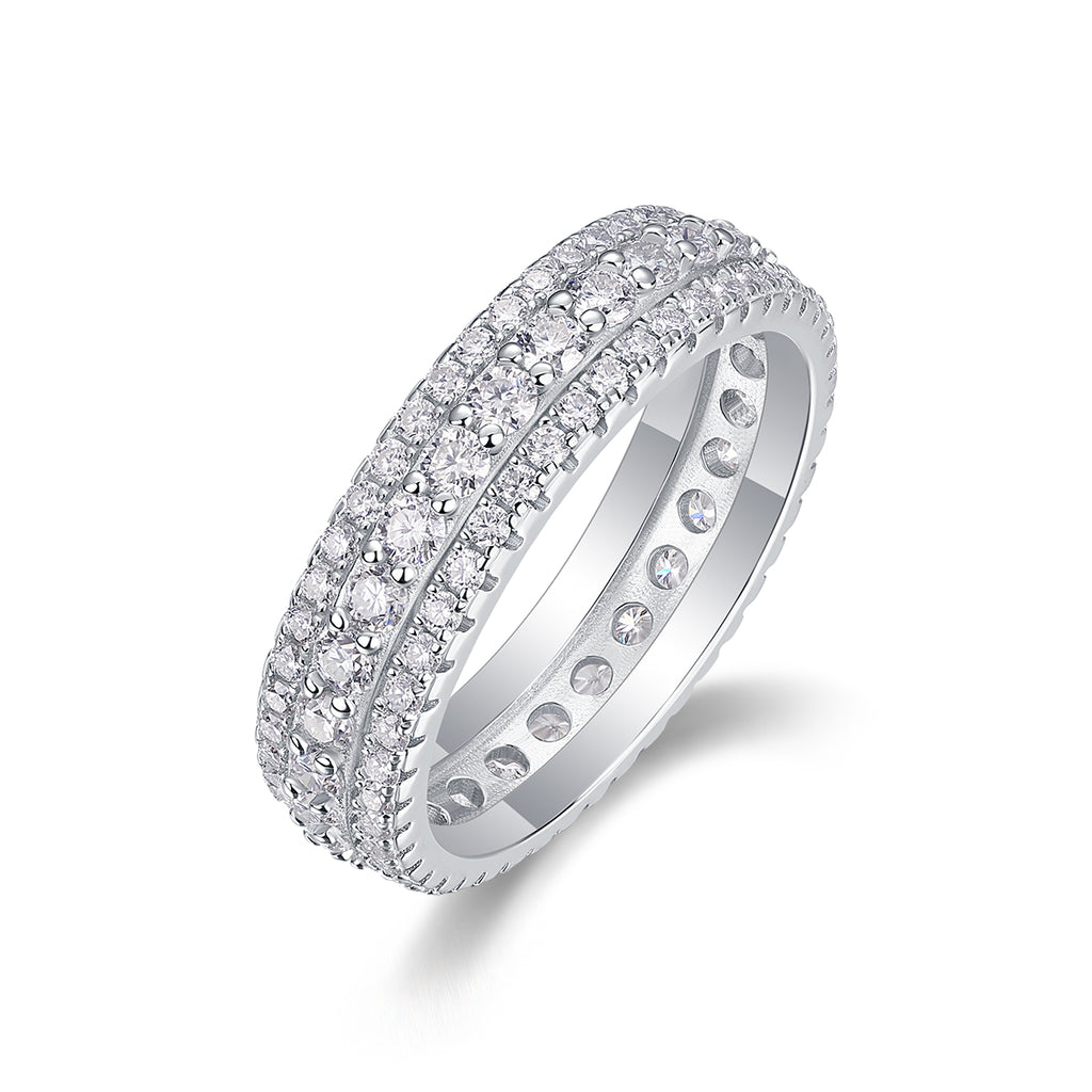Cold Moonlight - Set With Top-quality Moissanite S925 Silver And Platinum-plated Diamond Wedding Ring. The Ring Can Be Inspected With A Diamond Pen