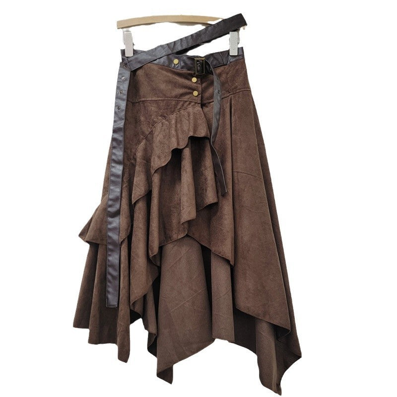 Personalized Hot Girl Style Irregular Deerskin Velvet Skirt