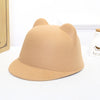 Women's Dome Retro Woolen Peaked Cap Cute Cat Ears Equestrian Hat