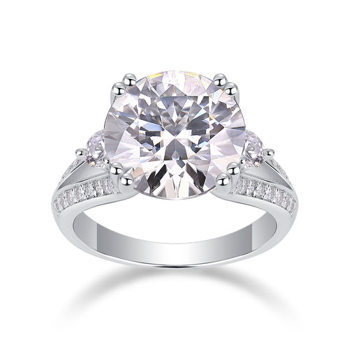 Elegant Radiance - A 5-carat Top-quality Moissanite S925 Silver Diamond Wedding Ring With Gold Plating. The Ring Can Be Inspected With A Diamond Pen