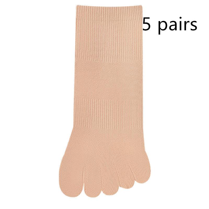 Women's Solid Color Simple Short Thin Five Toe Socks
