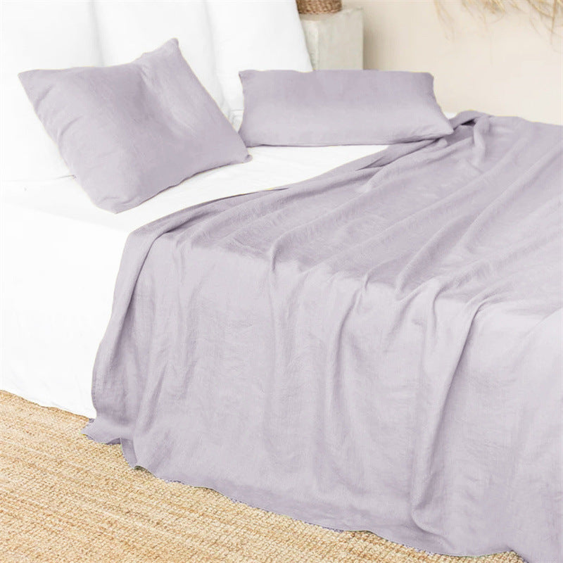 Nordic Style Linen Solid Color Single And Double Bed Sheets