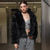 Black Faux Fur Short Hood Jacket