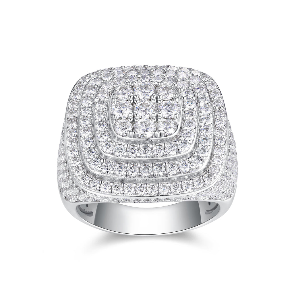 The Legendary King - Men's Ring, Diamond Ring And Wedding Ring Set With Top-quality Moissanite S925 Silver And Platinum-plated. The Ring Can Be Inspected With A Diamond Pen