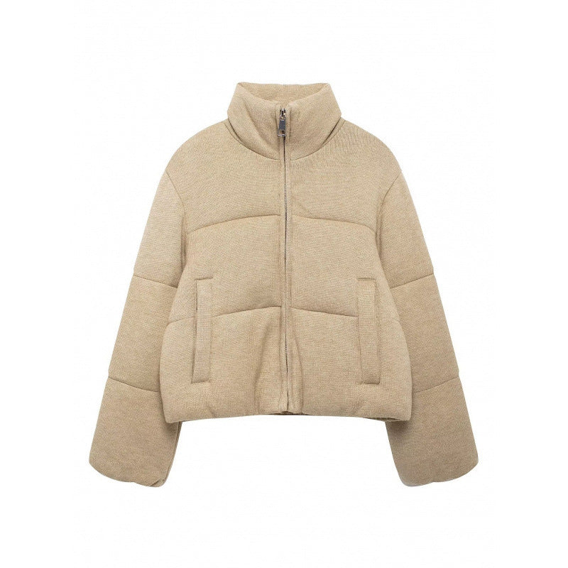 European And American Fashion Stand Collar Long Sleeve Cotton Jacket Coat