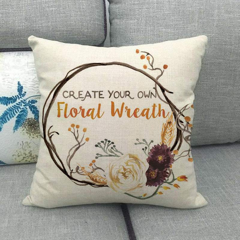 Painted pumpkin linen pillowcase