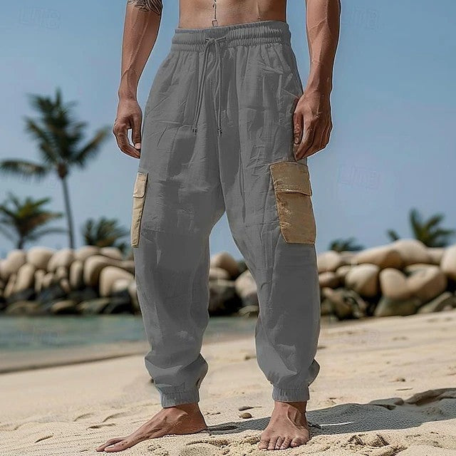 Beach Straight-leg Pants Solid Color Comfortable Street Daily Wear