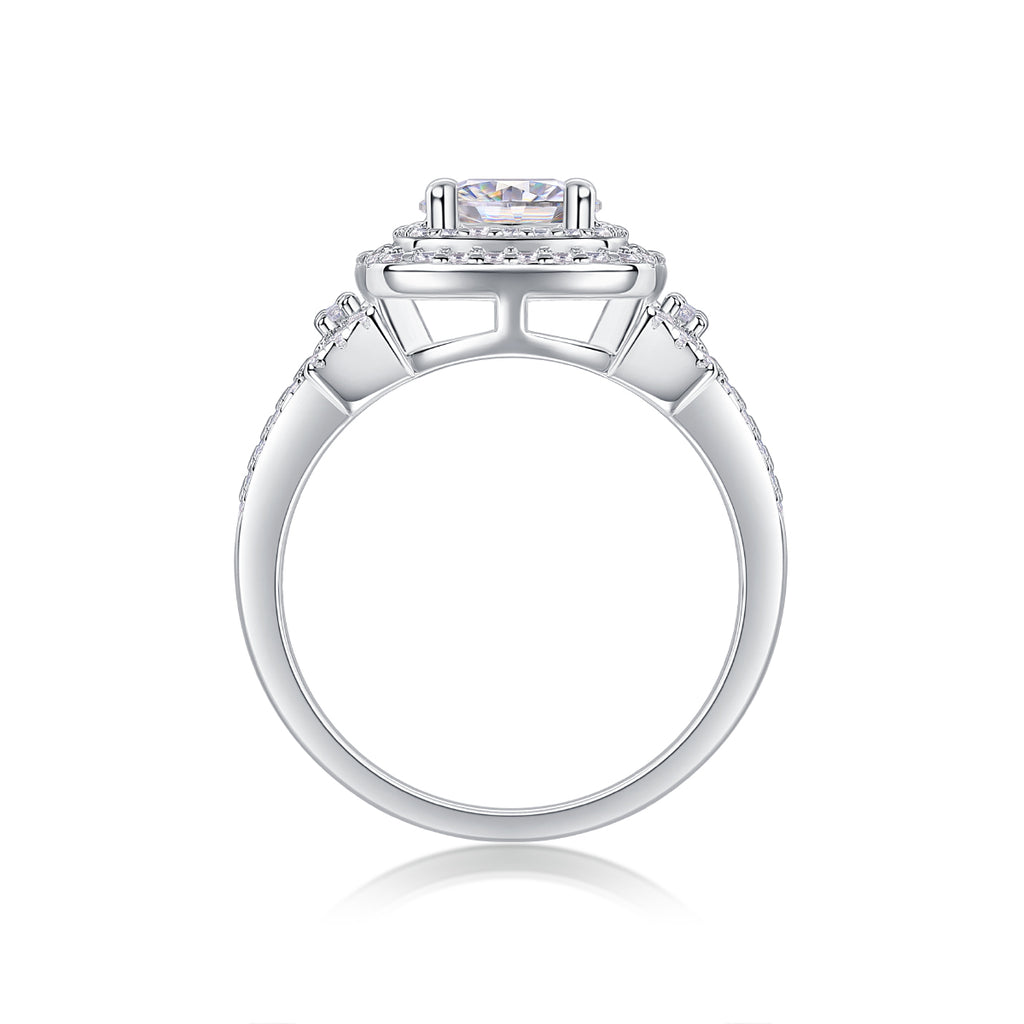 Golden Sunset - A Wedding Ring Set With 1-carat Top-quality Moissanite S925 Silver And Platinum-plated Diamond. The Ring Can Be Inspected With A Diamond Pen