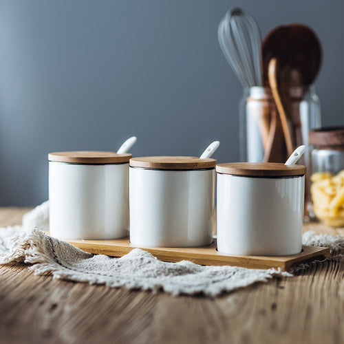 Ceramic seasoning box set household seasoning box