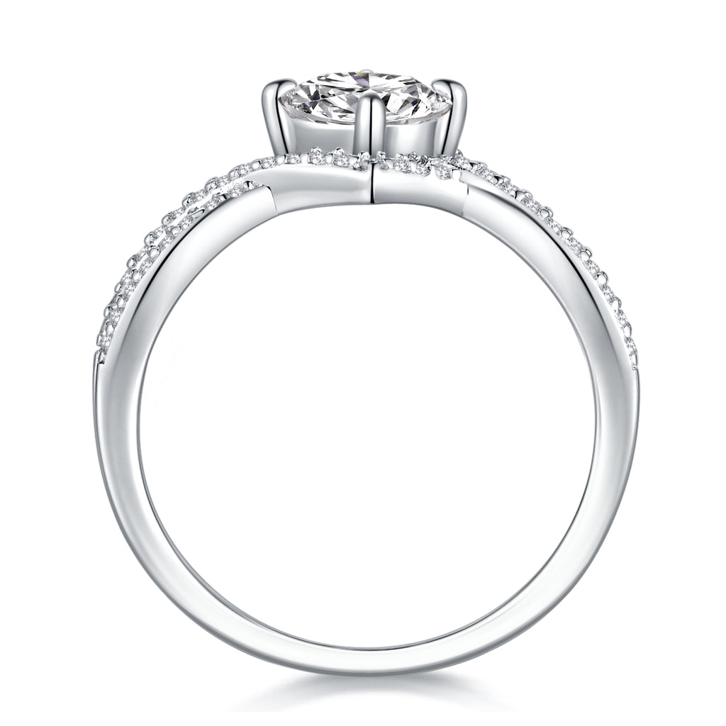 Sacred Vow - A Wedding Ring Set With 2-carat Top-quality Moissan S925 Silver And Platinum-plated Diamond. The Ring Can Be Inspected With A Diamond Pen