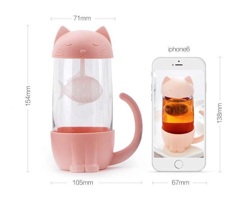 Cute Office Cat Tea Separate Water Cup