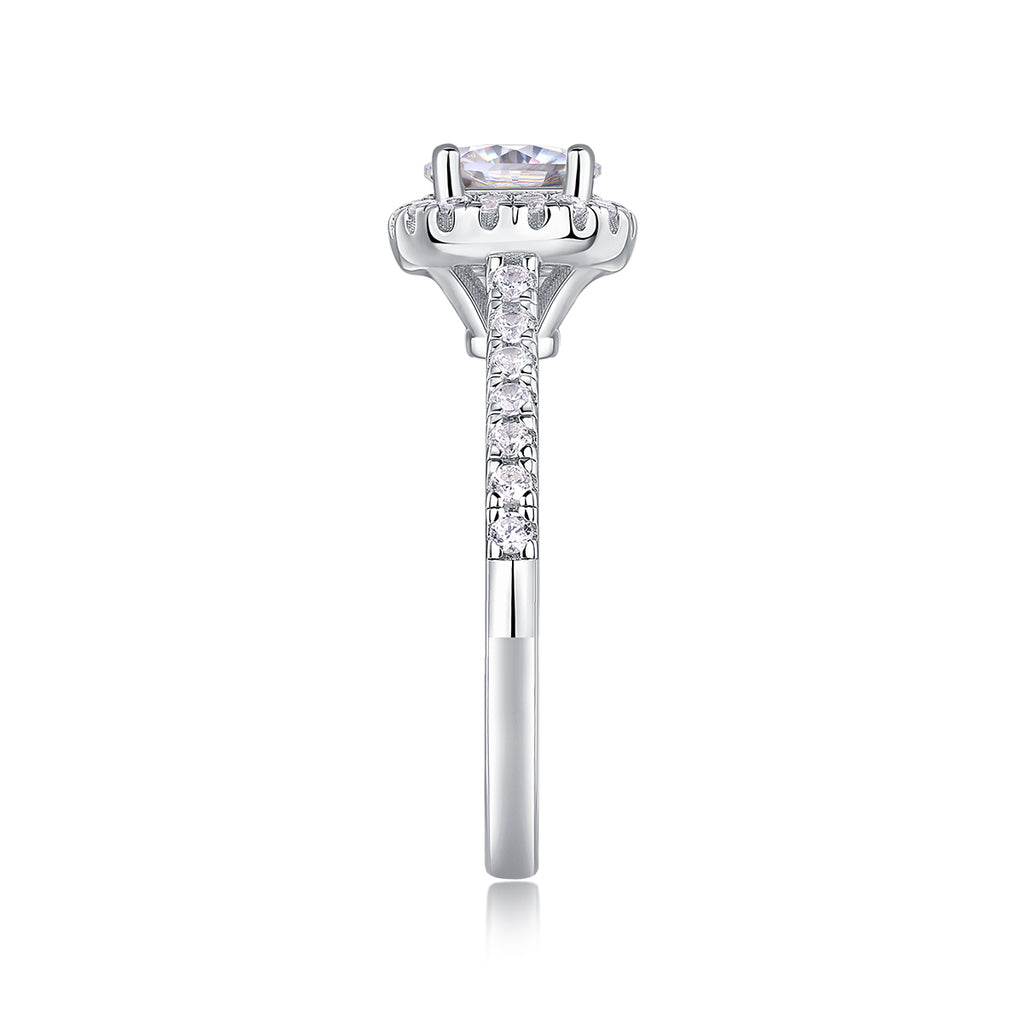 Embrace Your Lover - A Wedding Ring Set With 1-carat Top-quality Moissanite S925 Silver And Platinum-plated Diamond. The Ring Can Be Inspected With A Diamond Pen