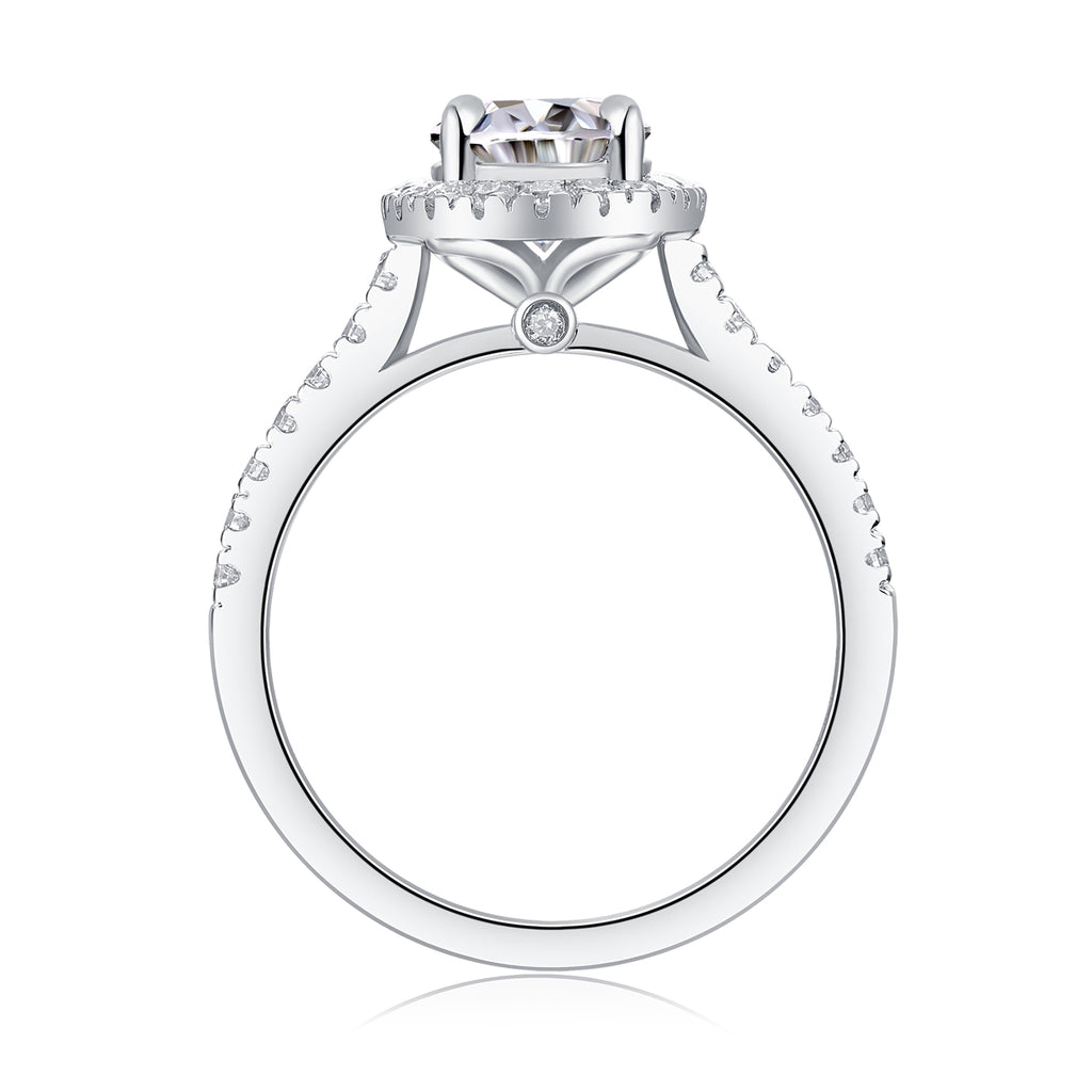 Audrey - Set With Top-quality Moissanite S925 Silver And Platinum-plated Diamond Wedding Ring. The Ring Can Be Inspected With A Diamond Pen