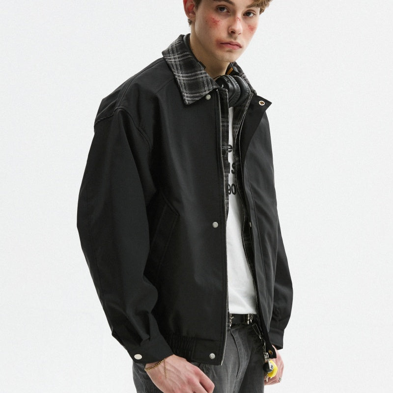 Fake Two-piece Spliced With Autumn Plaid Lapel Jacket