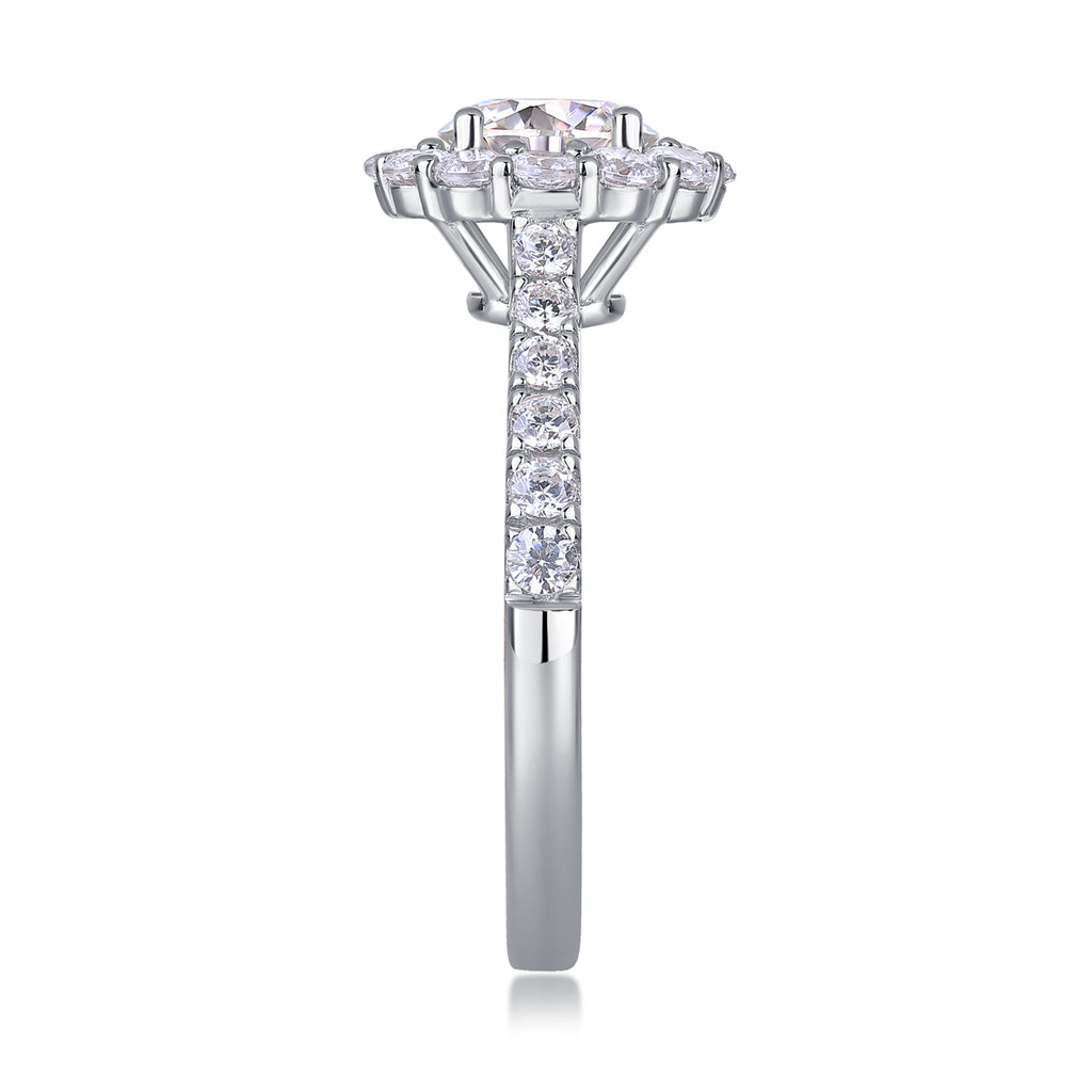 True Love - A Wedding Ring Set With 1-carat Top-quality Moissanite S925 Silver And Platinum-plated Diamond Can Be Tested With A Diamond Pen