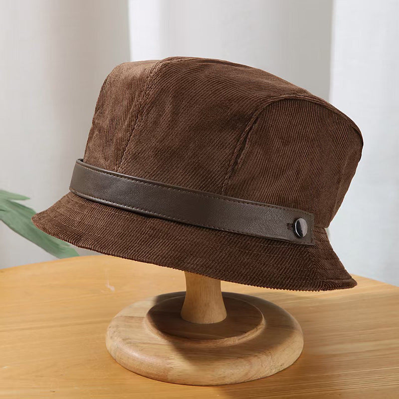 Corduroy Fisherman Hat Children's Autumn And Winter High-grade Hepburn Style