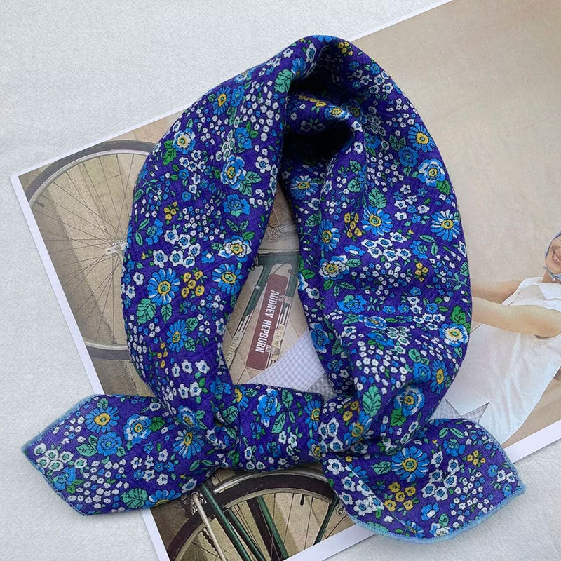 Cotton And Linen Small Square Towel Silk Scarf Female Korean Style Artistic