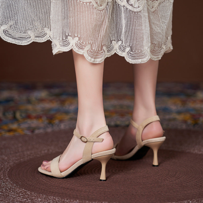 Women's Comfortable Small Size Sandals With Simple High Heel Strap