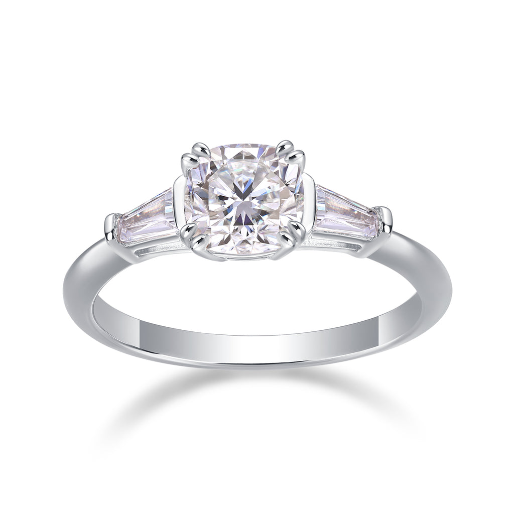 DESTINY- A Wedding Ring Set With Top-quality Moissanite S925, Silver And Platinum-plated. The Ring Can Be Inspected With A Diamond Pen