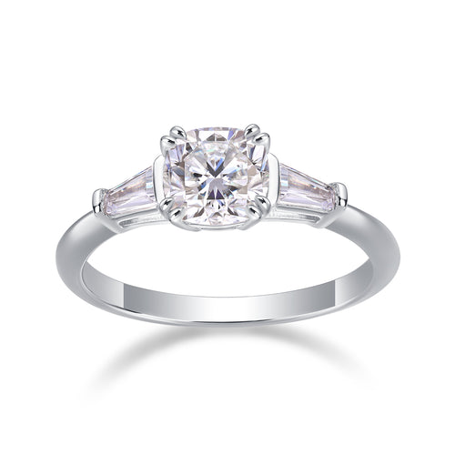 DESTINY- A Wedding Ring Set With Top-quality Moissanite S925, Silver And Platinum-plated. The Ring Can Be Inspected With A Diamond Pen