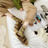 Retro Women's Warm Double Needle Embroidery Mid-calf Socks