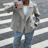 Women's Casual Loose Double Button Lapel Elegant Woolen Coat