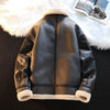 Men's Winter Fleece-Lined Thickened Kamela PU Leather Lamb Wool Integrated Cotton Jacket