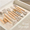 Non-Stick Silicon 12 Pcs Heat Resistant Wooden Handle Kitchen Cooking Utensils Set, Khaki Color