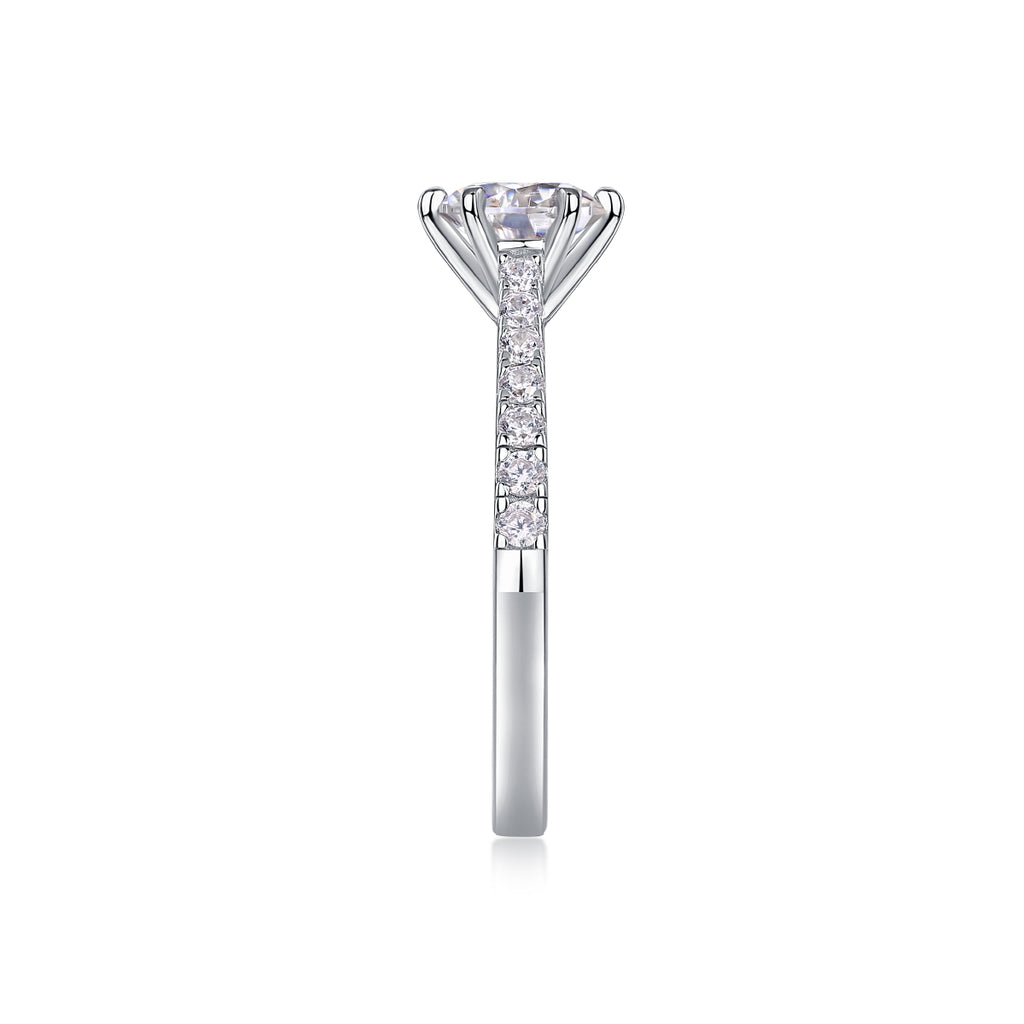 Surrounded By Stars - A Wedding Ring Set With 1-carat Top-quality Moissanite S925 Silver And Platinum-plated Diamond. The Ring Can Be Inspected With A Diamond Pen