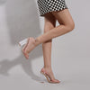 Women's Round Toe Glass Heel High Heels