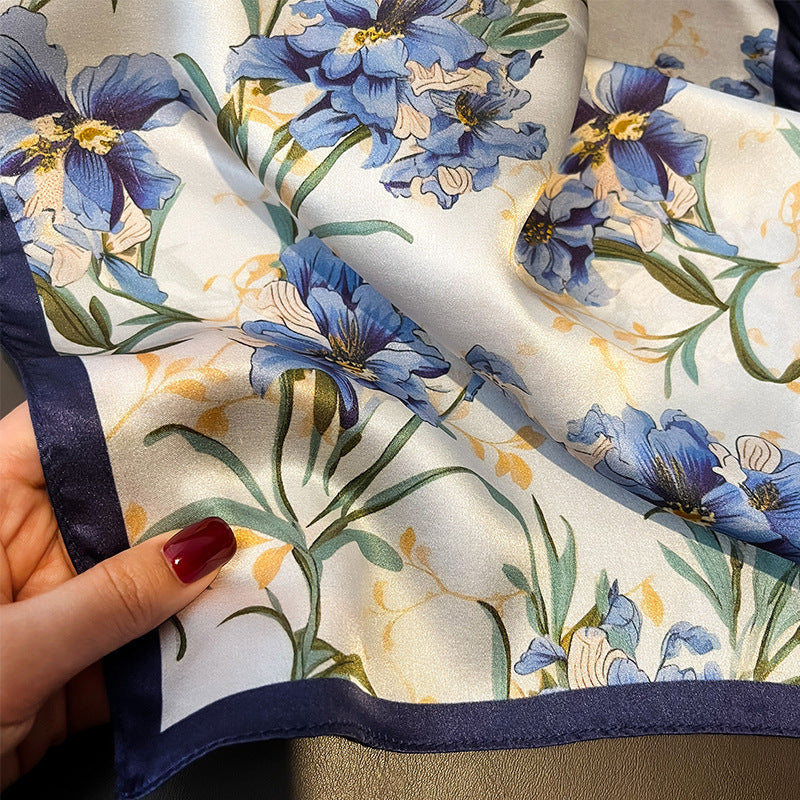 Silk Scarf Small Square Towel Women's Silk Korean Thin