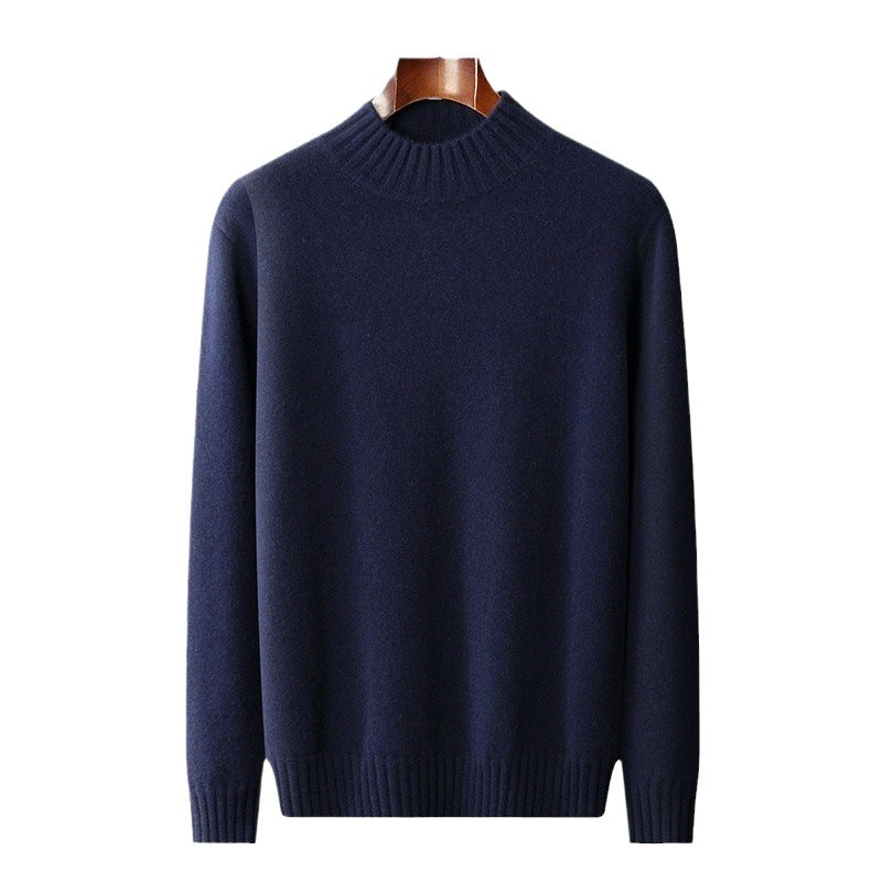 Men's Business-Casual Solid-Color All-Match Sweater With A Half-High Neck