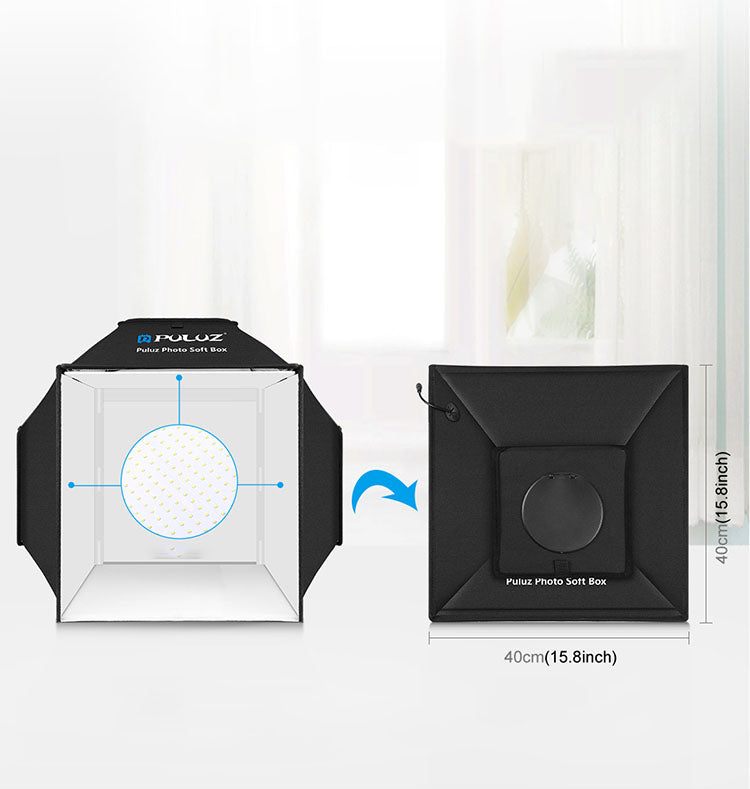 صندوق إضاءة LED صغير قابل للطي بحجم 40 سم، مثالي لتصوير المنتجات، إضاءة تصوير بسيطة