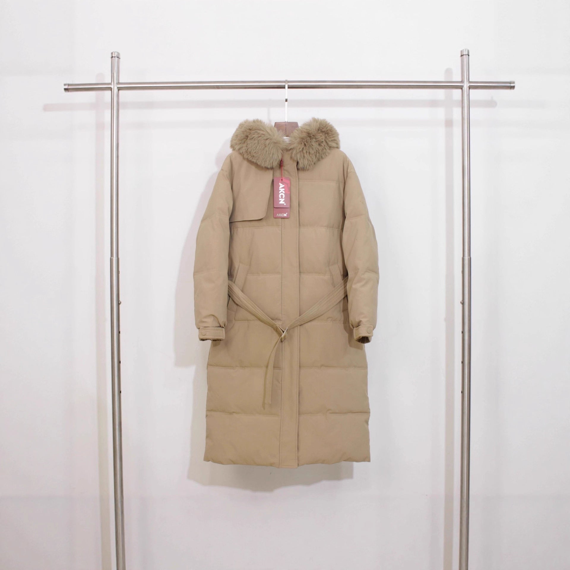 Over The Knee Hood Fur Collar Thickened Warm Cotton Coat