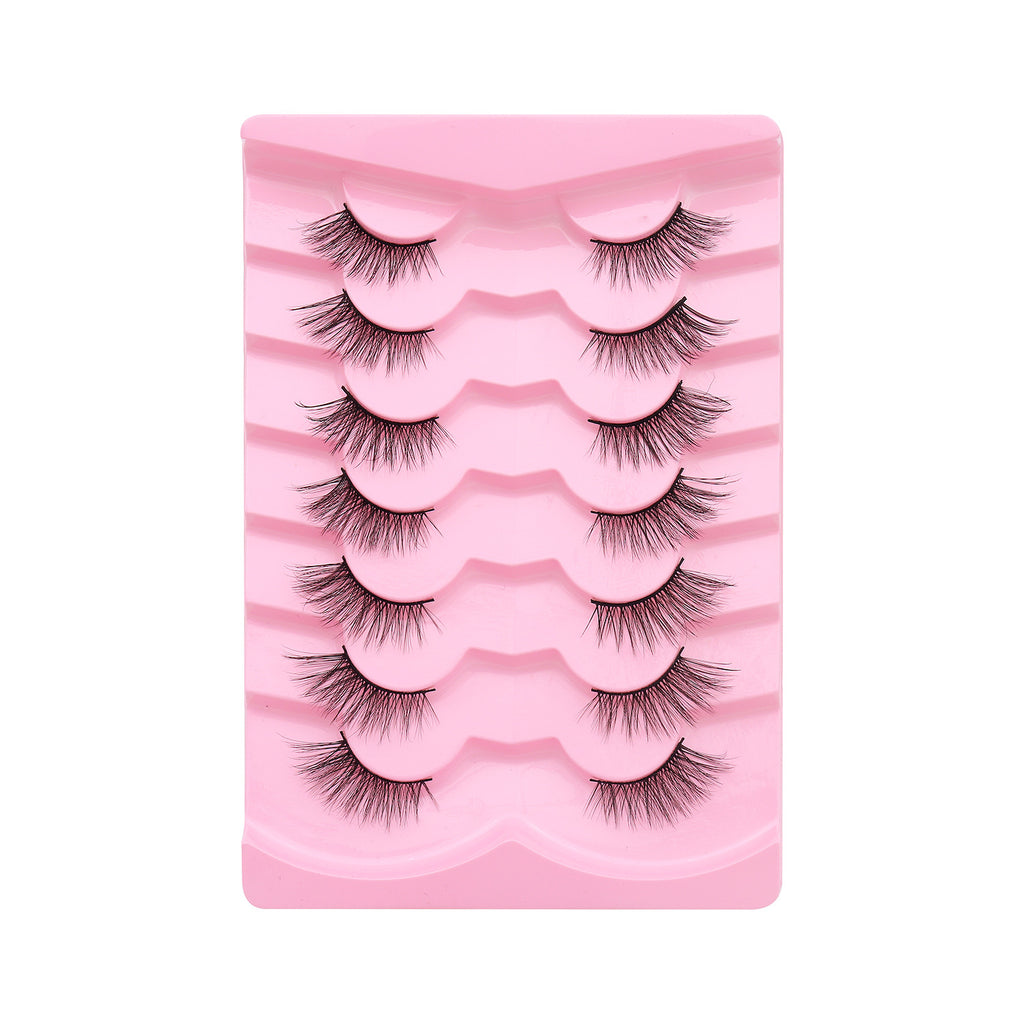 Natural Lashes Wispy Lashes Natural Look False Eyelashes Natural Flared Eyelashes False Eye Lashes Soft Fluffy Lashes 7 Pairs 6mm Gradual 13mm Cat's Eye Transparent Stem Eye Tail Elongated Half Eye Na