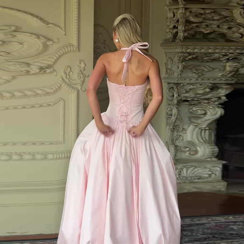 Backless Sleeveless Waist Slit French Dress