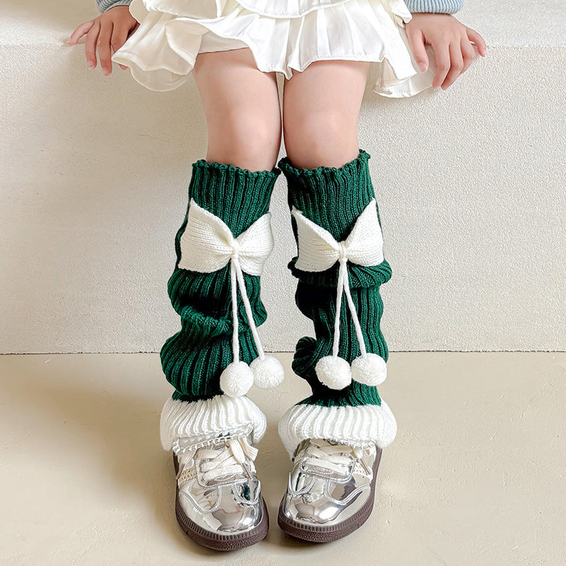 Lolita Bow Cute Knitting Wool Calf Socks