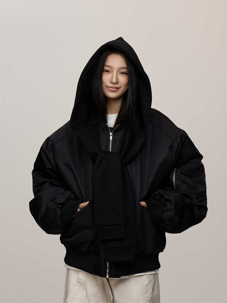 Loose Autumn Winter False-two-piece Fleece-lined Flight Jacket