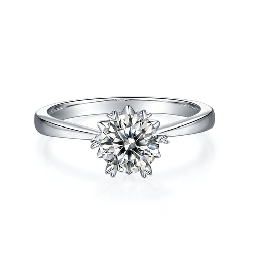Dance Of Wind And Snow - A Wedding Ring Set With 1-carat Top-quality Moissanite S925 Silver And Platinum-plated Diamond. The Ring Can Be Inspected With A Diamond Pen
