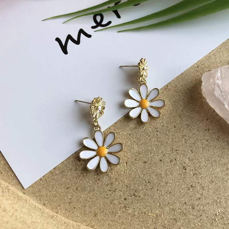 Dripped-glaze Flower Earrings For Women