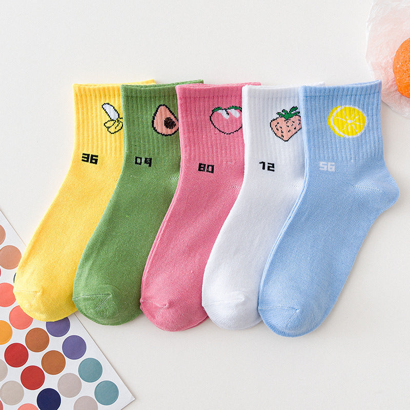 Female Cartoon Fruit Thigh High Socks