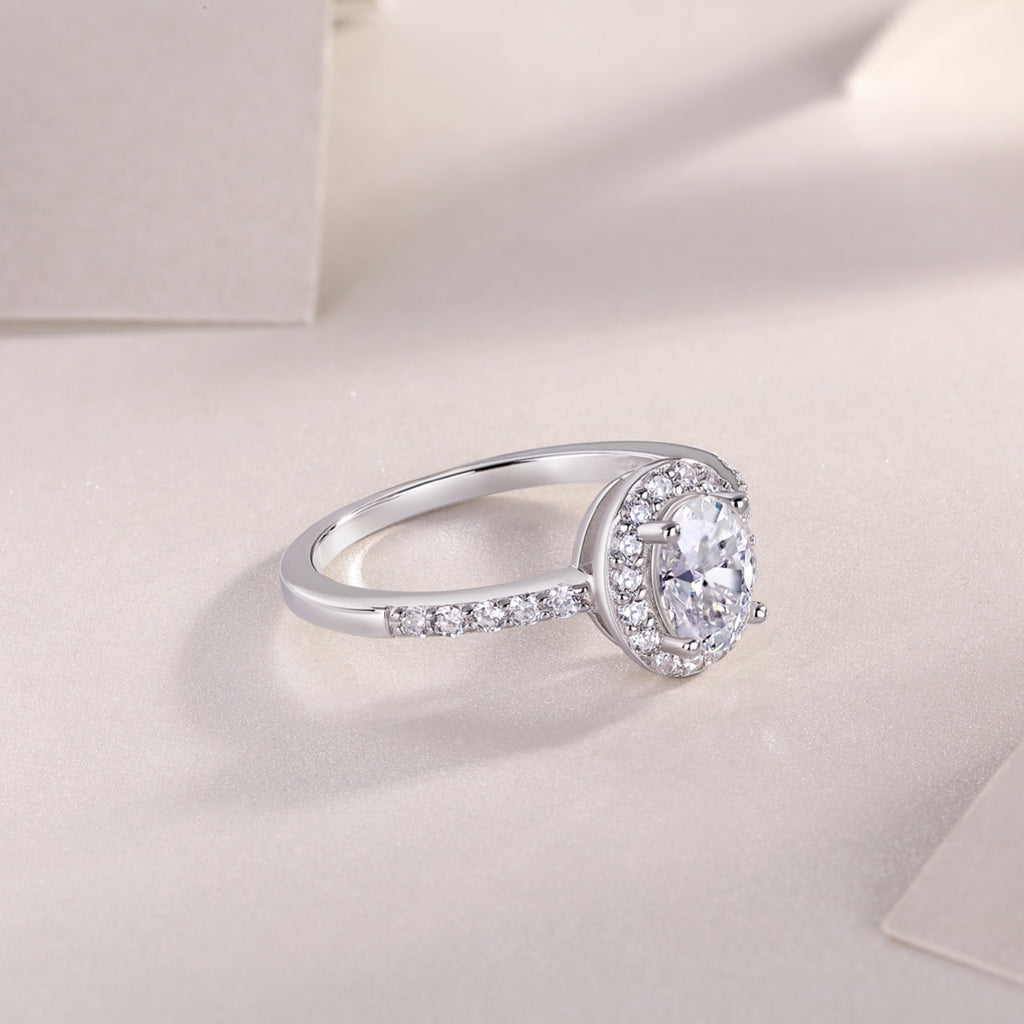 Moonlight Forest - A Wedding Ring Set With Top-quality Moissanite S925 Silver And Platinum-plated Diamond. The Ring Can Be Inspected With A Diamond Pen