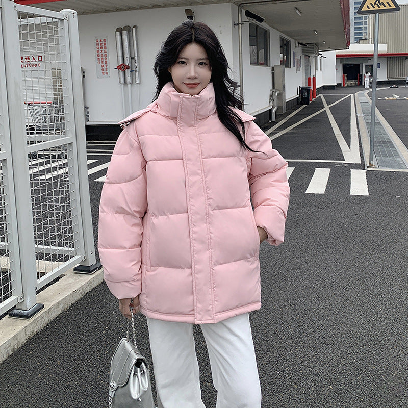 Short Cotton Jacket Women's Warm Hooded Windproof Cotton-padded Jacket