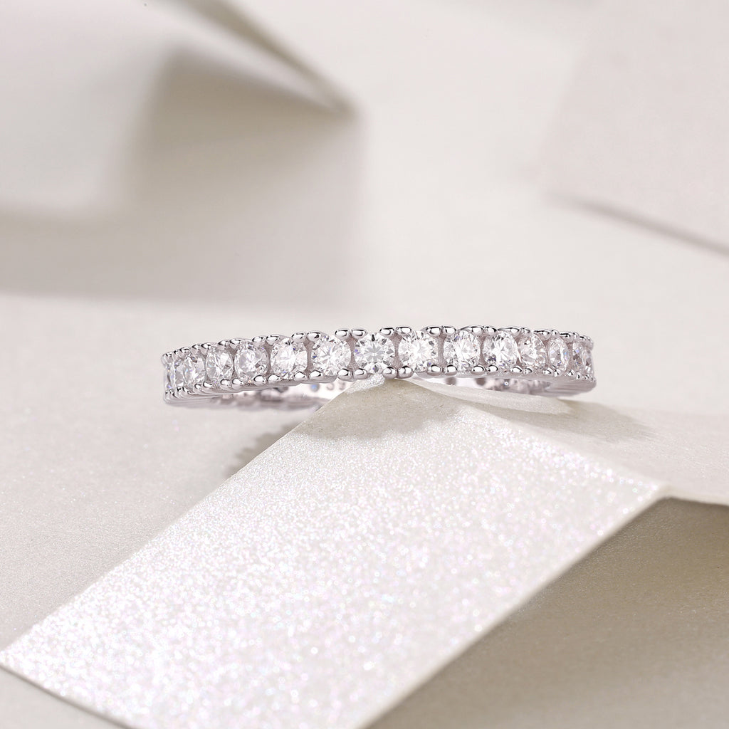 Ice Ballet - A Wedding Ring Set With Top-quality Moissanite S925 Silver And Platinum-plated Diamond. The Ring Can Be Inspected With A Diamond Pen