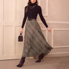 Elegant Retro Women's High Waist Plaid Ribbon Pocket Casual Skirt